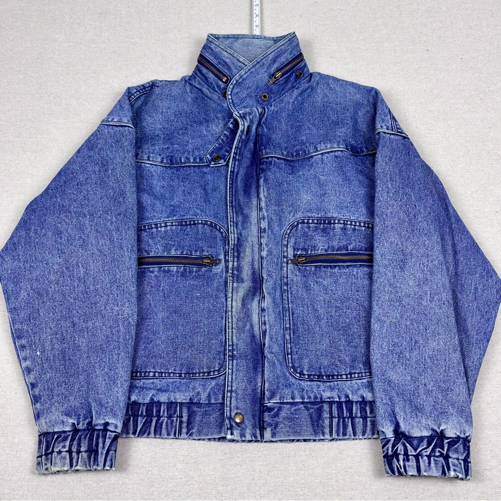 Vintage 80s 90s Urban Equipment Denim Bomber Jacket Y2K Boxy